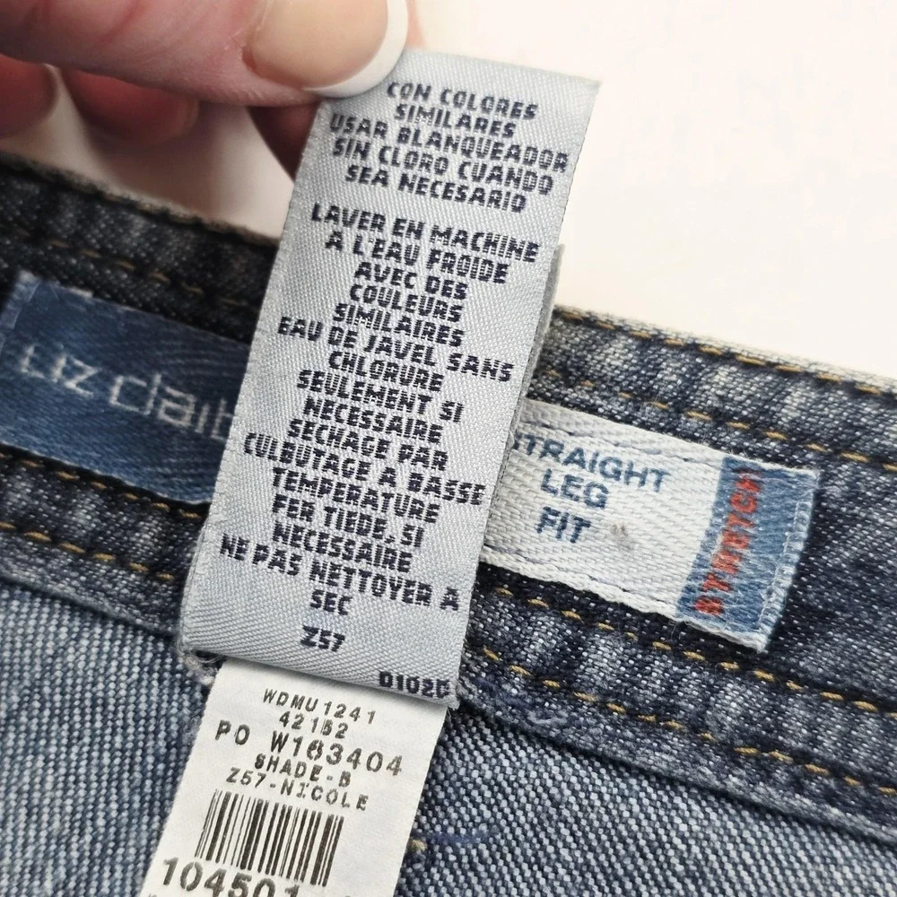 Liz‎ Claiborne Jeans Womens 12 Blue Medium Wash High Rise Straight Stretch Denim